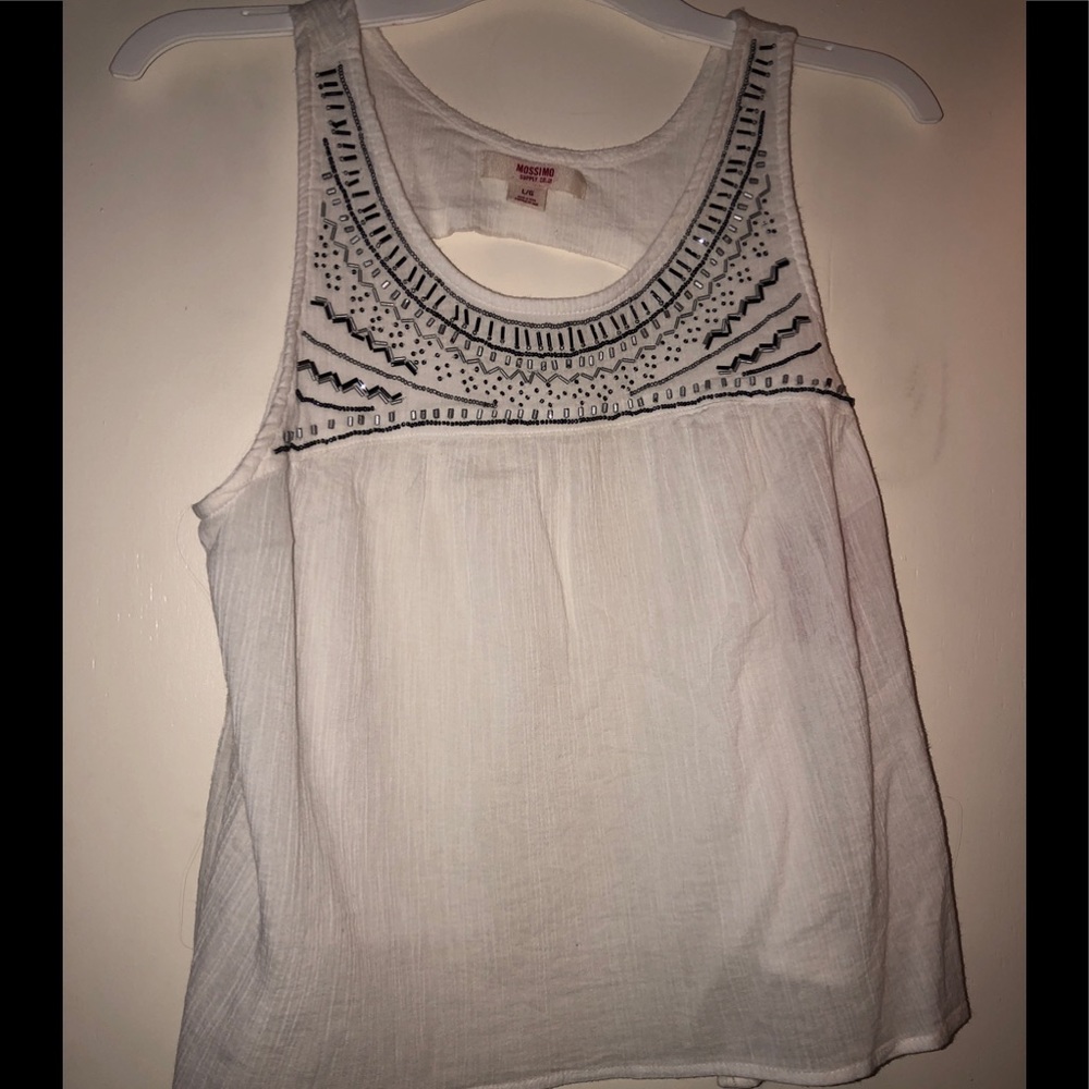 White beaded tank top